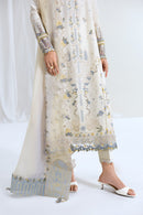 QALAMQAR - 3PC LAWN EMBROIDERED SHIRT WITH NET EMBROIDERED DUPATTA AND TROUSER -BIC-3801