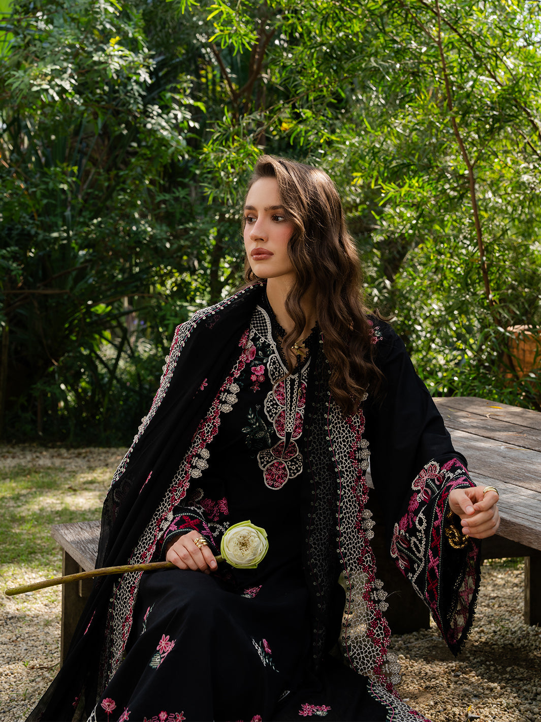 YARDS-3PC LAWN EMBROIDERED SHIRT WITH KHADDI NET EMBROIDERED DUPATTA AND TROUSER-BIC-4852