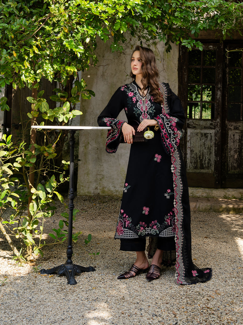 YARDS-3PC LAWN EMBROIDERED SHIRT WITH KHADDI NET EMBROIDERED DUPATTA AND TROUSER-BIC-4852