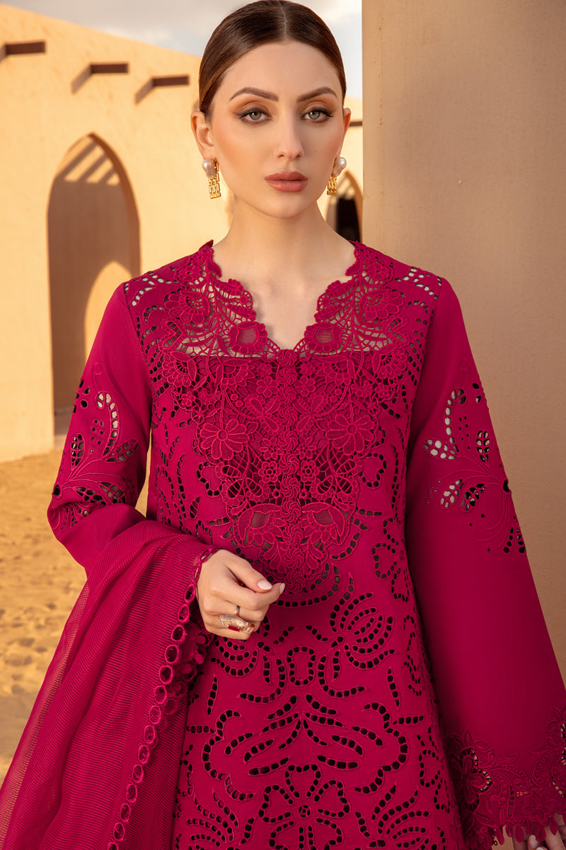 RANG RASIYA-CHIKANKARI 3PC EMBROIDERED LAWN SHIRT WITH ORGANZA EMBROIDERED DUPATTA AND TROUSER -BIC-2885