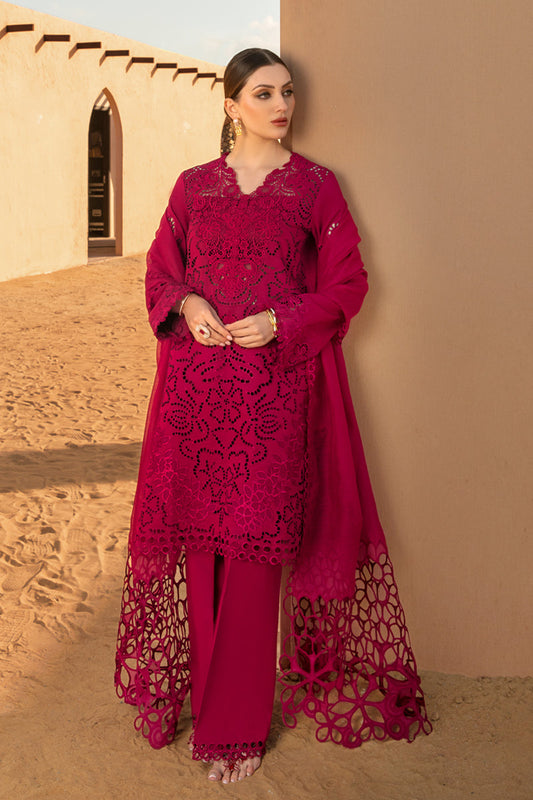 RANG RASIYA-CHIKAN KARI 3PC EMBROIDERED LAWN SHIRT WITH ORGANZA EMBROIDERED DUPATTA AND TROUSER -BIC-2885