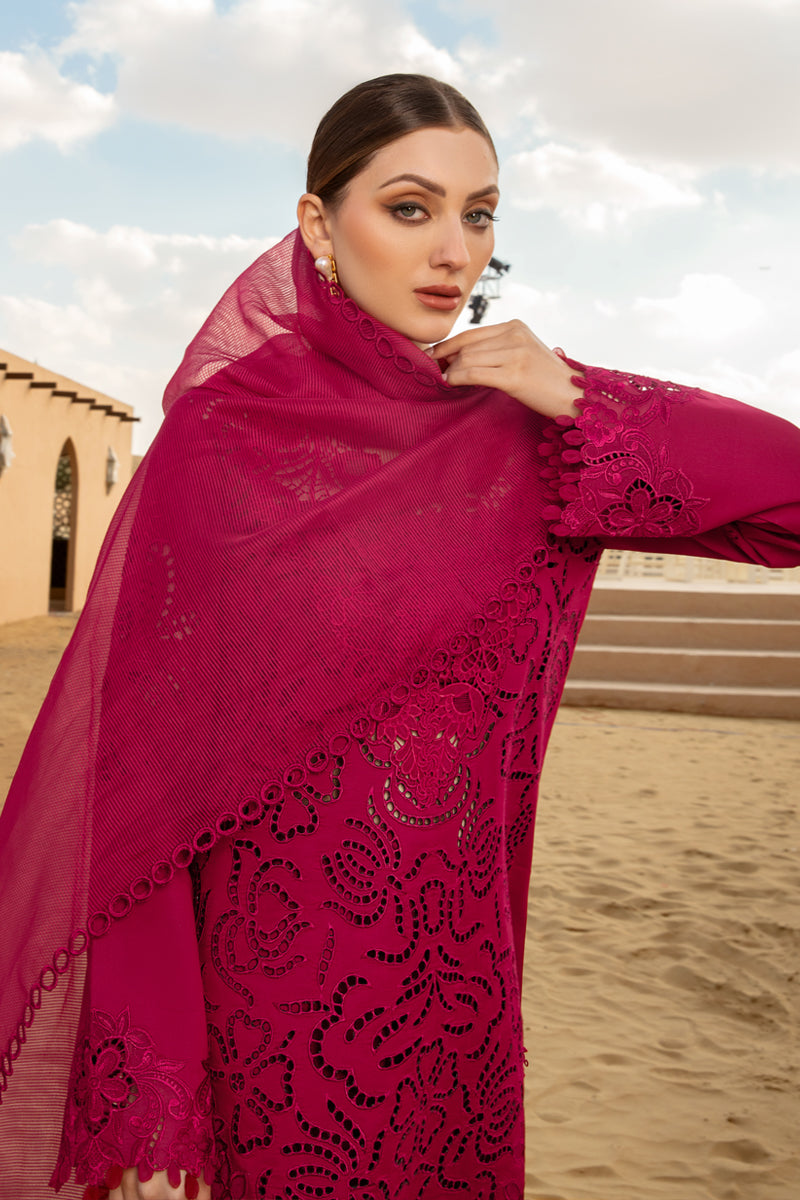 RANG RASIYA-CHIKANKARI 3PC EMBROIDERED LAWN SHIRT WITH ORGANZA EMBROIDERED DUPATTA AND TROUSER -BIC-2885