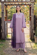 GARNET-3PIECE LAWN EMBROIDERED SHIRT WITH CHIFFON PRINTED DUPATTA AND TROUSER-BIC-4856