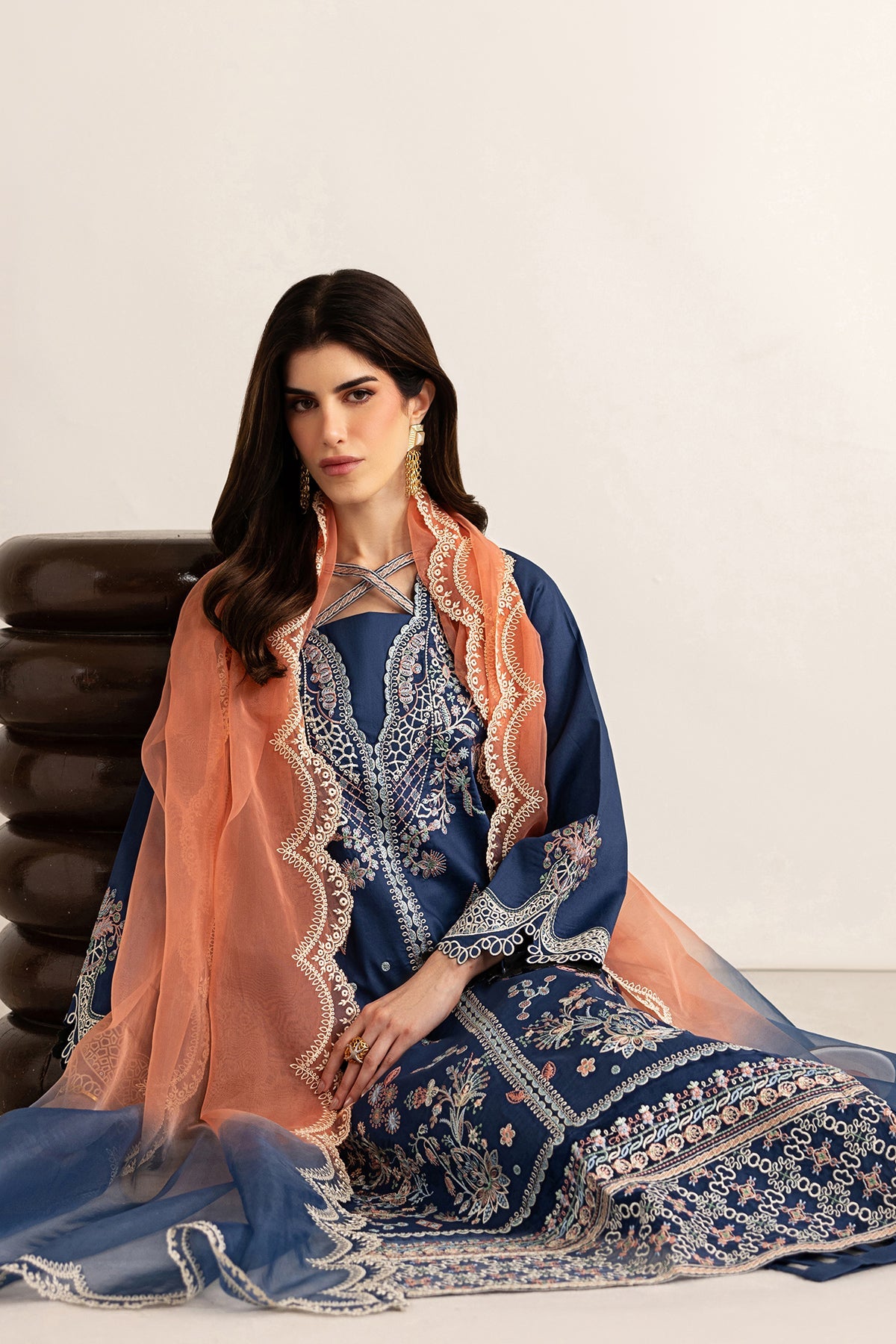 GARNET-3PC LAWN EMBROIDERED SHIRT WITH ORGANZA TYE&DYE EMB DUPATTA AND TROUSER-BIC-4894