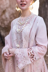 QALAMQAR-3PC LAWN LASERCUTWORK EMBROIDERED SHIRT WITH KHAADI NET EMBROIDERED DUPATTA AND TROUSER-BIC-4726