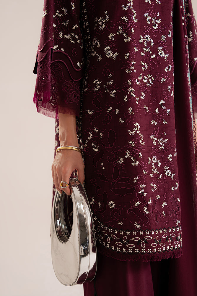 SAPPHIRE-3PC LAWN LASER WORK EMBROIDERED SHIRT WITH KHADDI NET EMBROIDERED DUPATTA AND TROUSER-BIC-4666