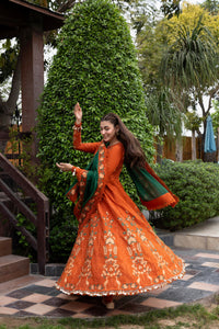 ANEELAS-FROCK 3PC LAWN EMBROIDERED SHIRT WITH CHIFFON EMBROIDERED DUPATTA AND TROUSER-4858