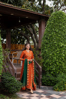 ANEELAS-FROCK 3PC LAWN EMBROIDERED SHIRT WITH CHIFFON EMBROIDERED DUPATTA AND TROUSER-4858