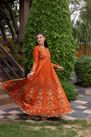 ANEELAS-FROCK 3PC LAWN EMBROIDERED SHIRT WITH CHIFFON EMBROIDERED DUPATTA AND TROUSER-4858