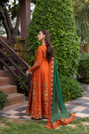 ANEELAS-FROCK 3PC LAWN EMBROIDERED SHIRT WITH CHIFFON EMBROIDERED DUPATTA AND TROUSER-4858