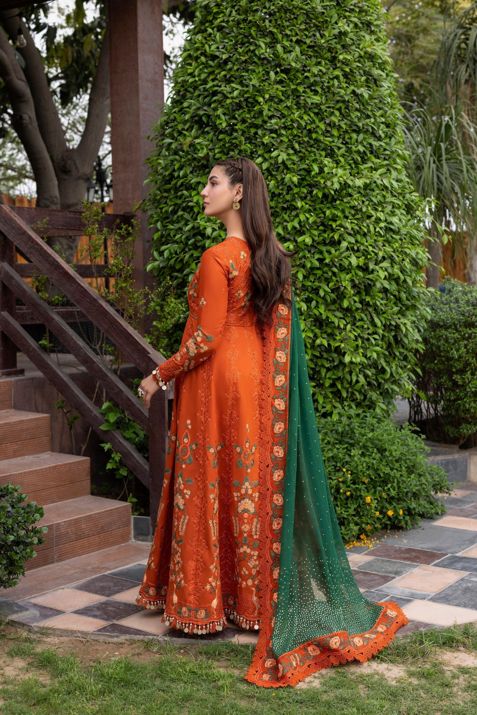 ANEELAS-FROCK 3PC LAWN EMBROIDERED SHIRT WITH CHIFFON EMBROIDERED DUPA   Brands Inn