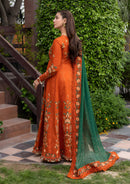 ANEELAS-FROCK 3PC LAWN EMBROIDERED SHIRT WITH CHIFFON EMBROIDERED DUPATTA AND TROUSER-4858