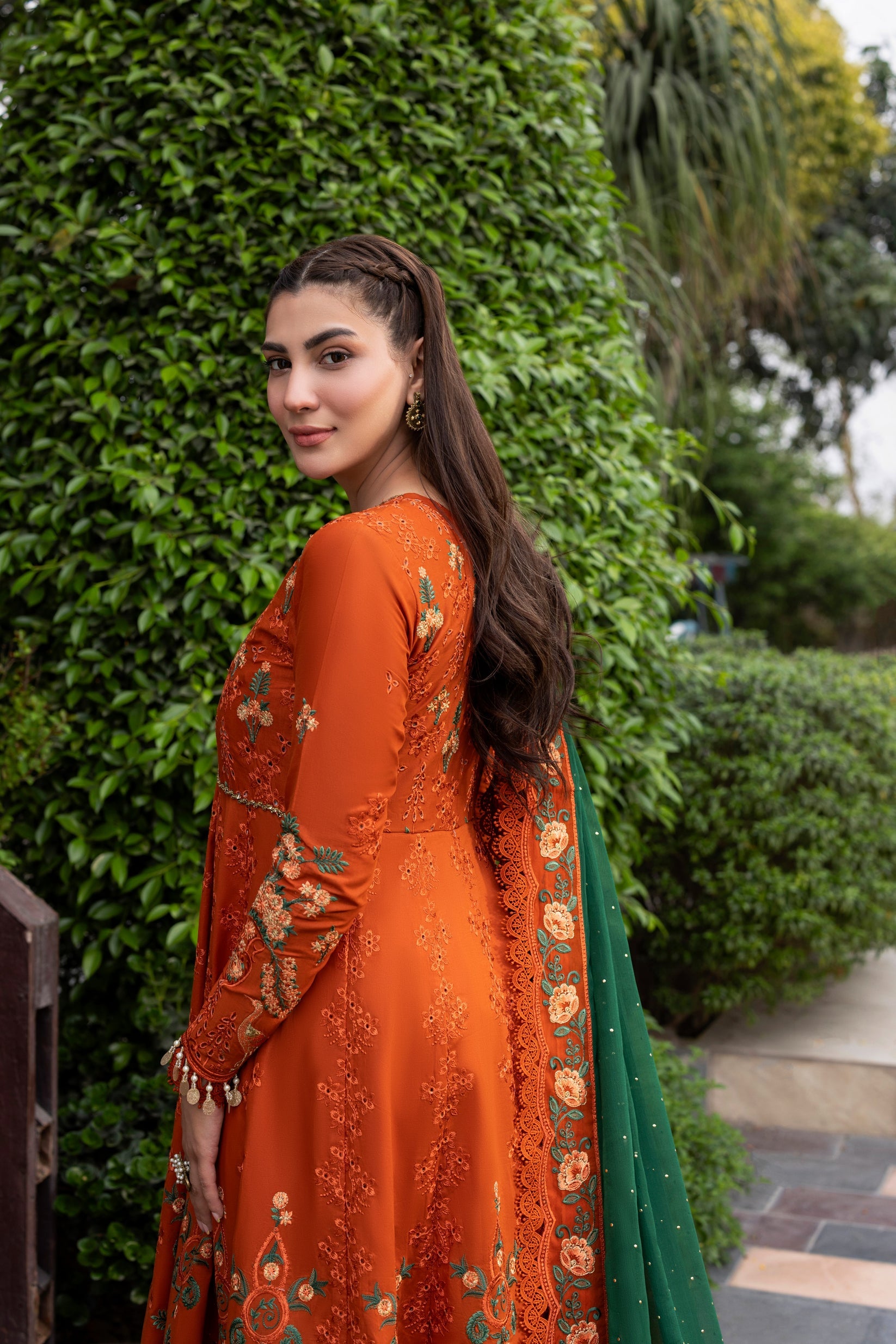 ANEELAS-FROCK 3PC LAWN EMBROIDERED SHIRT WITH CHIFFON EMBROIDERED DUPATTA AND TROUSER-4858