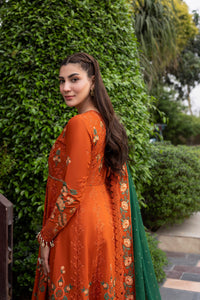 ANEELAS-FROCK 3PC LAWN EMBROIDERED SHIRT WITH CHIFFON EMBROIDERED DUPATTA AND TROUSER-4858