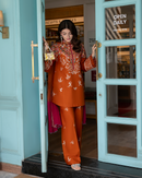 SAPPHIRE-3PC DHANAK EMBROIDERED SHIRT WITH DHANAK EMBROIDERED SHAWL AND EMB TROUSER-BIC-5236