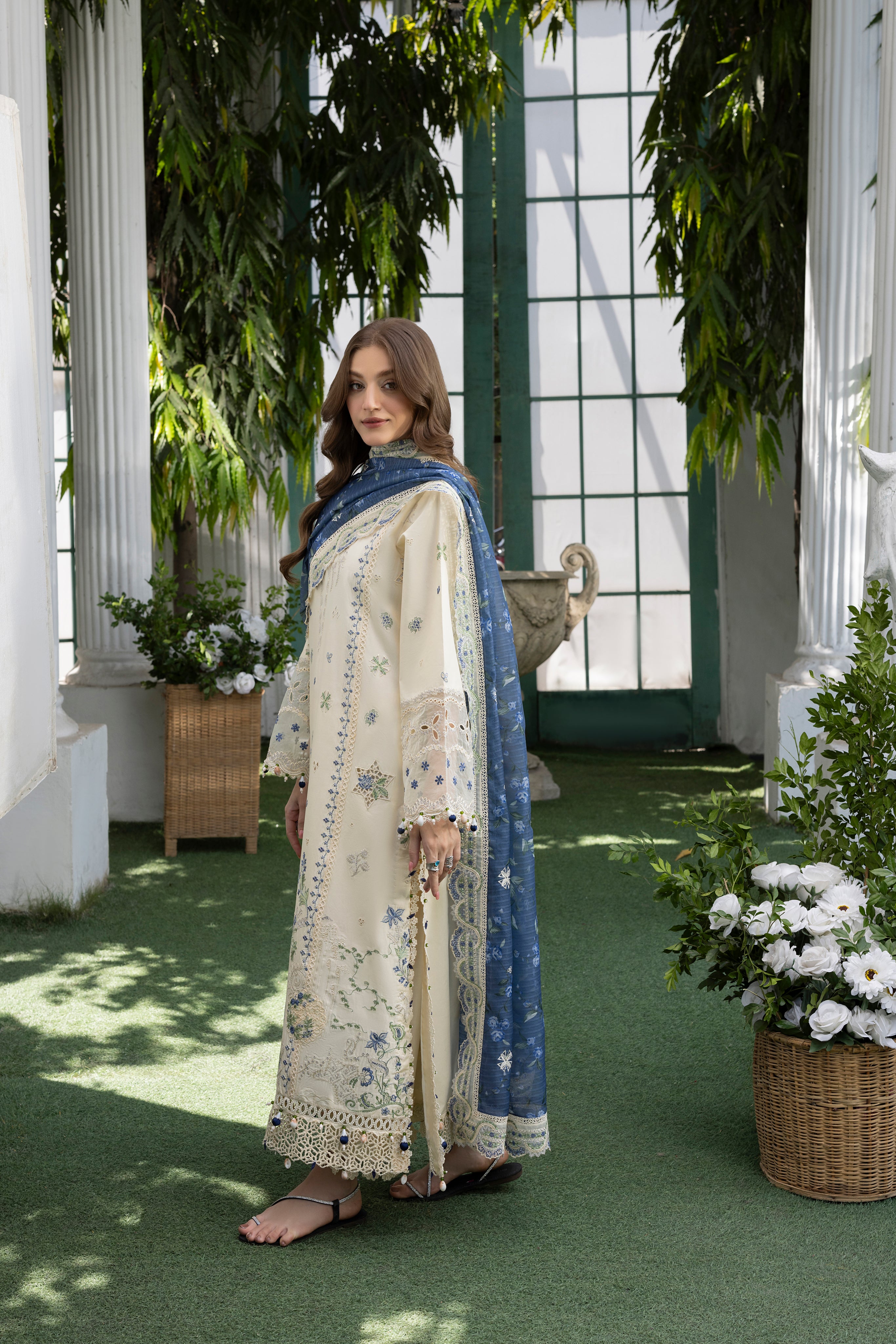 MEHMAL-SNOW DROP--LAWN EMBROIDERED-MBN-03