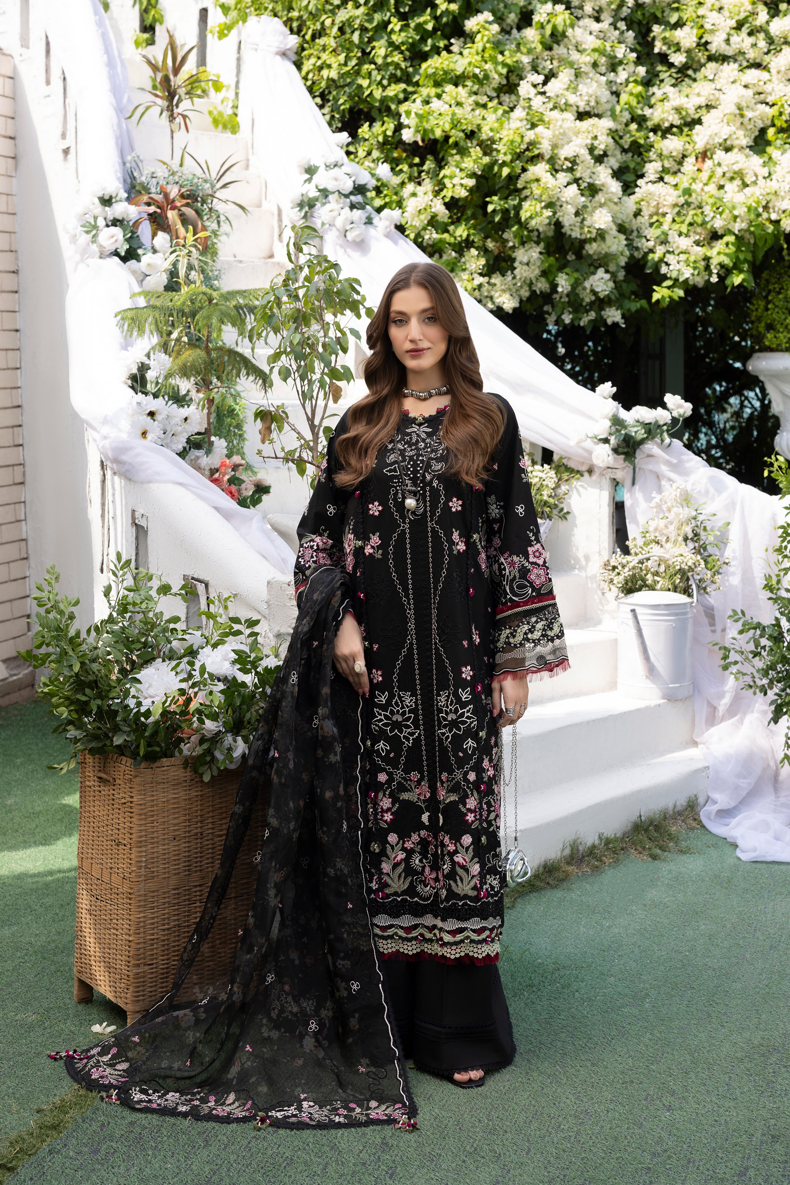 MEHMAL-MUSK BLACK-LAWN EMBROIDERED-MBN-10