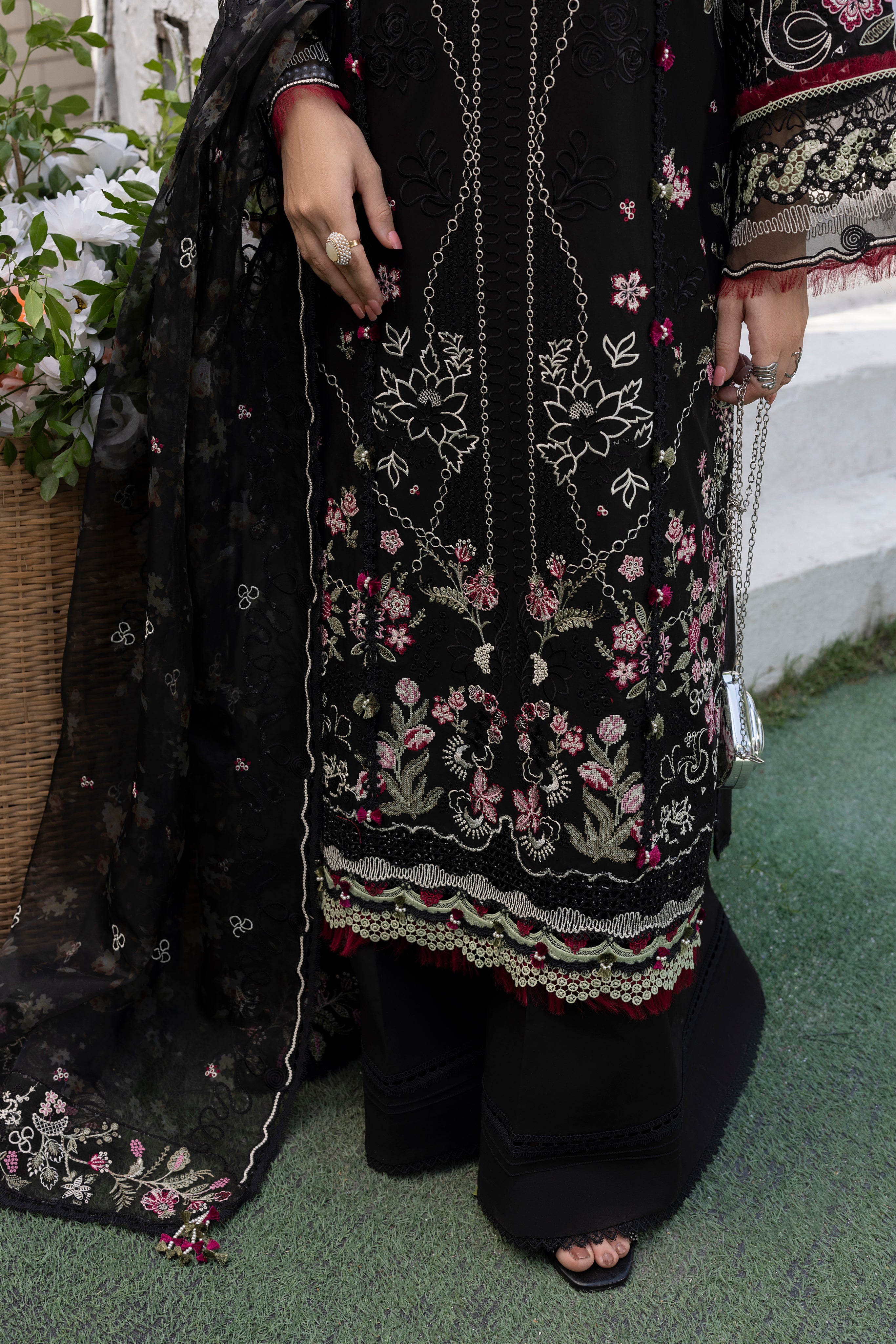 MEHMAL-MUSK BLACK-LAWN EMBROIDERED-MBN-10
