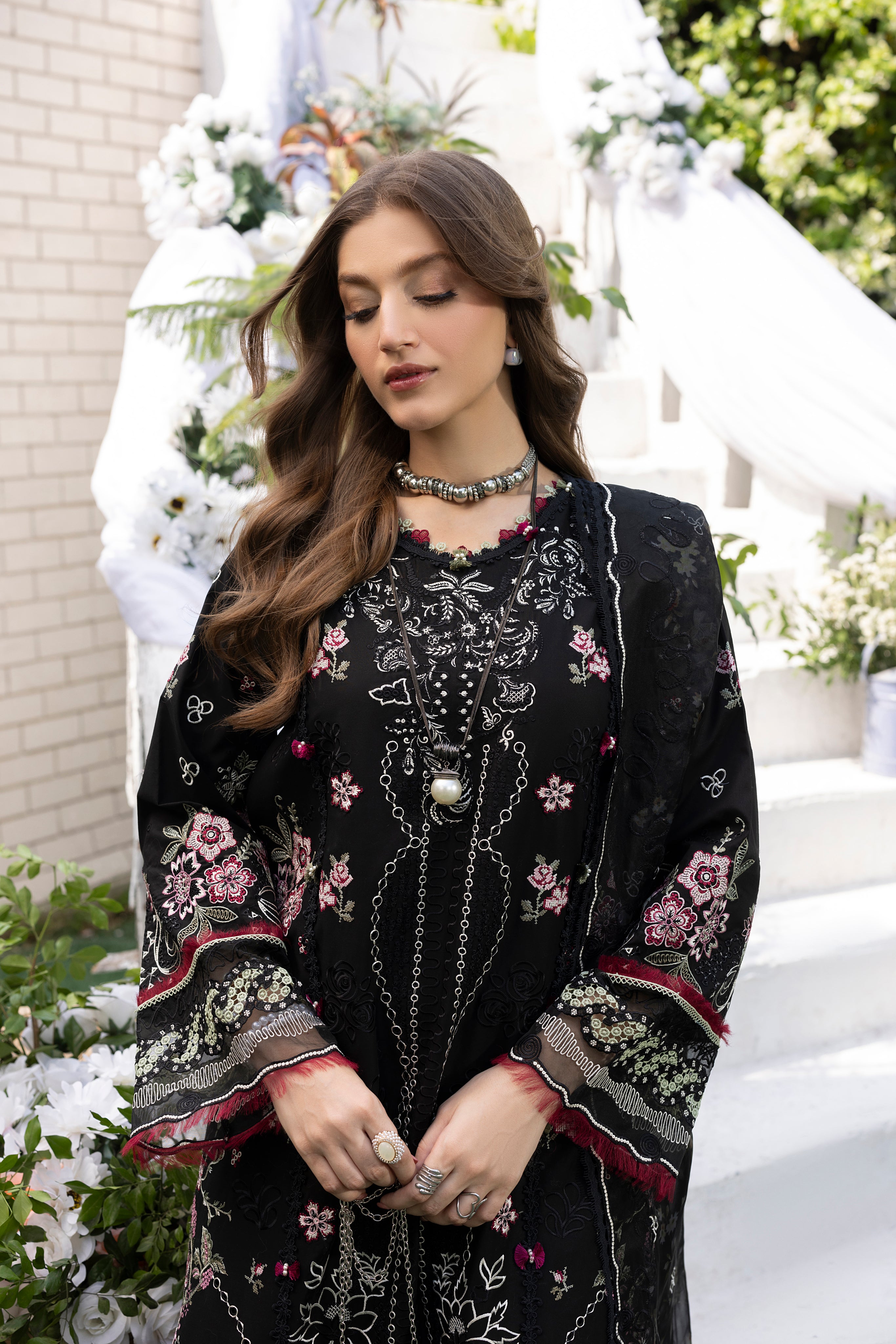 MEHMAL-MUSK BLACK-LAWN EMBROIDERED-MBN-10