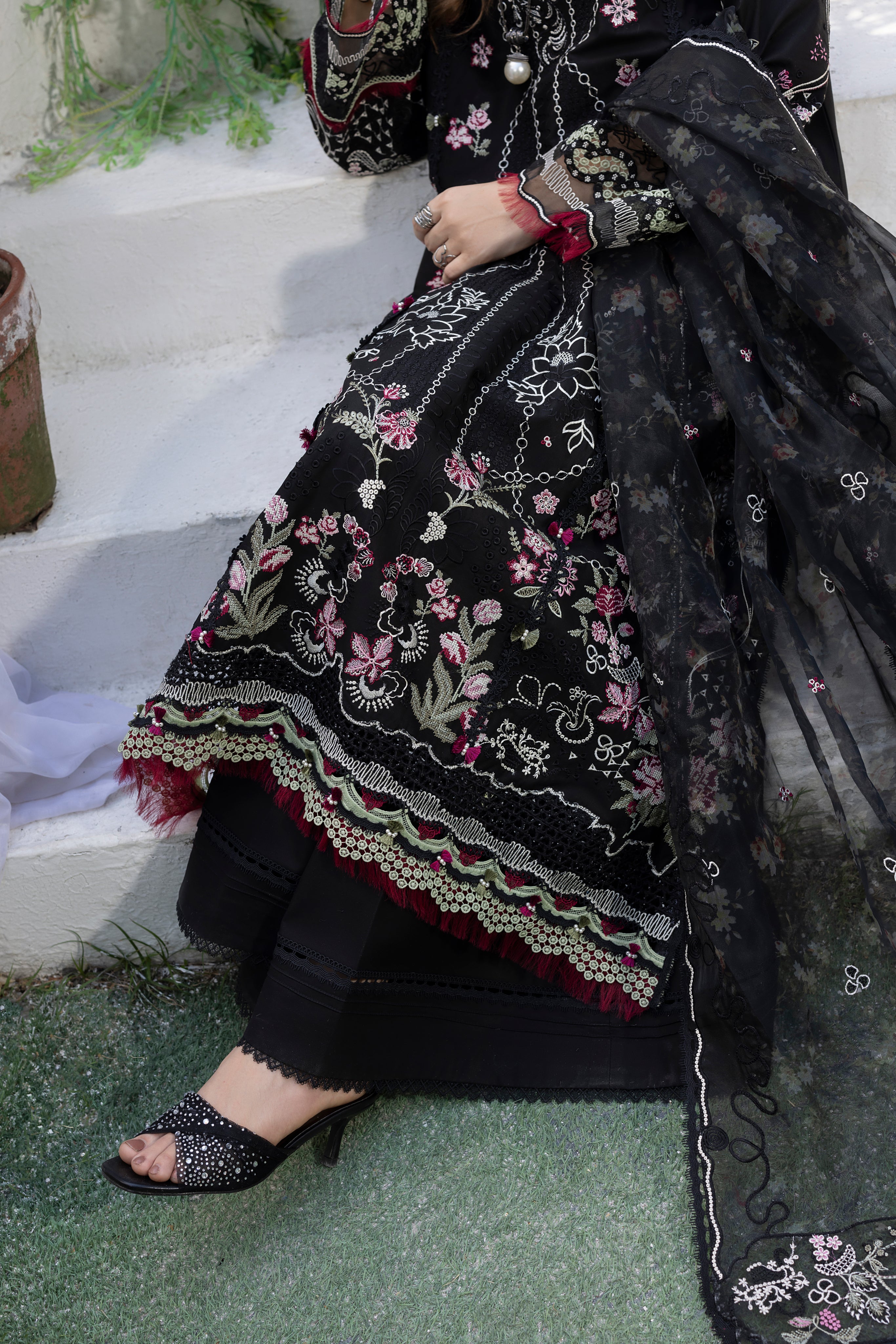 MEHMAL-MUSK BLACK-LAWN EMBROIDERED-MBN-10