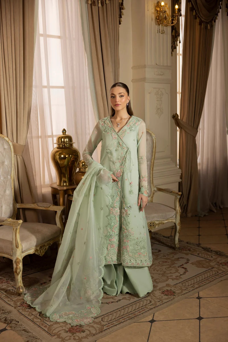 MEHMAL_ICE BLUE GRACE-0RGANZA HAND ENSEMBLE EMBROIDERED-D-100013