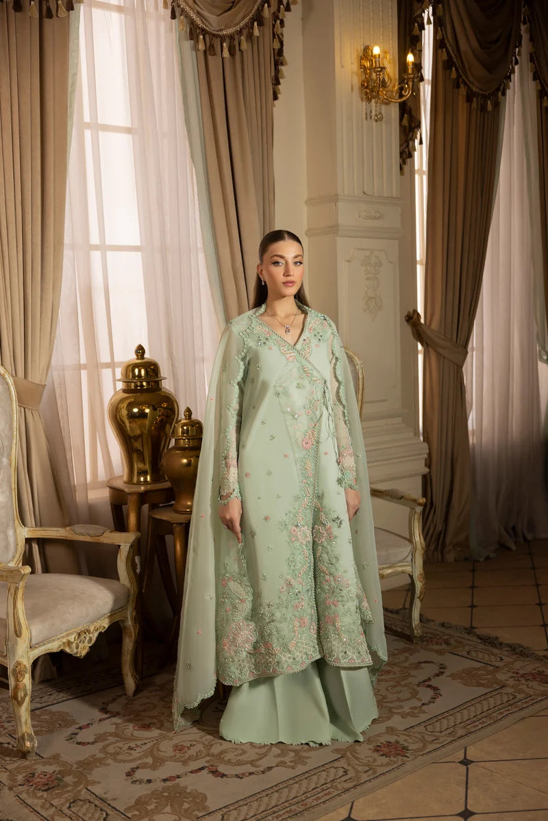 MEHMAL_ICE BLUE GRACE-0RGANZA HAND ENSEMBLE EMBROIDERED-D-100013