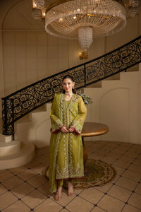 MEHMAL_GREEN EMERALD-0RGANZA HAND EMBELLISHED EMBROIDERED-D-100014