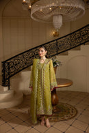 MEHMAL_GREEN EMERALD-0RGANZA HAND EMBELLISHED EMBROIDERED-D-100014