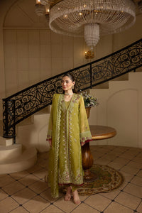 MEHMAL_GREEN EMERALD-0RGANZA HAND EMBELLISHED EMBROIDERED-D-100014