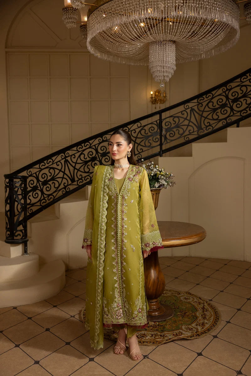 MEHMAL_GREEN EMERALD-0RGANZA HAND EMBELLISHED EMBROIDERED-D-100014