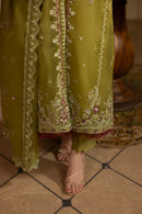 MEHMAL_GREEN EMERALD-0RGANZA HAND EMBELLISHED EMBROIDERED-D-100014