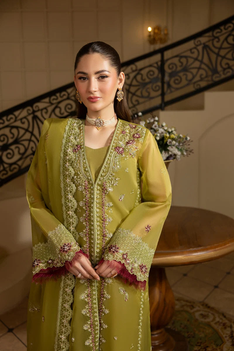 MEHMAL_GREEN EMERALD-0RGANZA HAND EMBELLISHED EMBROIDERED-D-100014