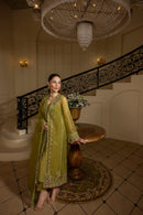 MEHMAL_GREEN EMERALD-0RGANZA HAND EMBELLISHED EMBROIDERED-D-100014