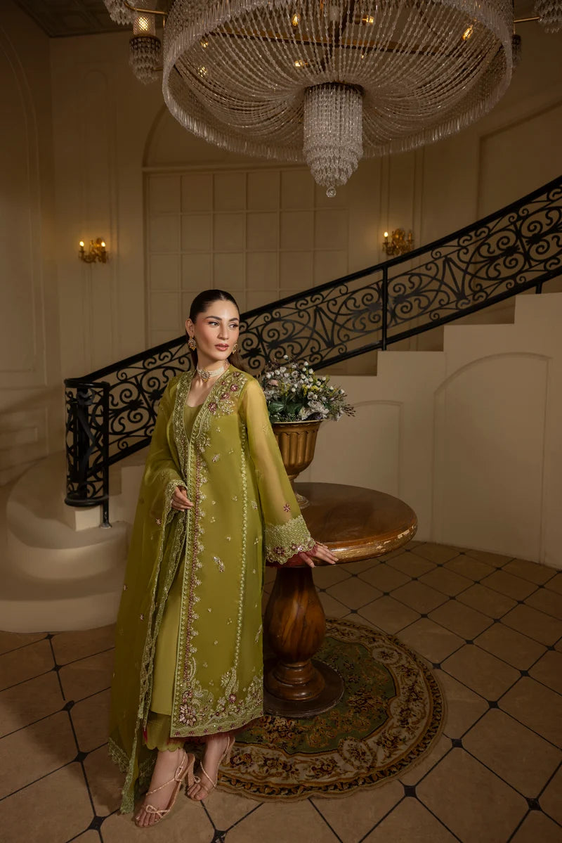 MEHMAL_GREEN EMERALD-0RGANZA HAND EMBELLISHED EMBROIDERED-D-100014