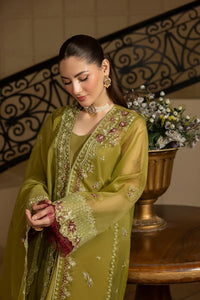 MEHMAL_GREEN EMERALD-0RGANZA HAND EMBELLISHED EMBROIDERED-D-100014