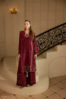 MEHMAL_ROYAL RUBY-RAW SILK HAND EMBELLISHED EMBROIDERED-D-100015