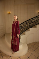 MEHMAL_ROYAL RUBY-RAW SILK HAND EMBELLISHED EMBROIDERED-D-100015