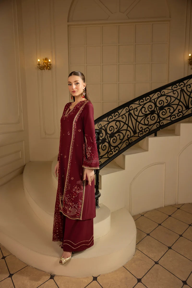 MEHMAL_ROYAL RUBY-RAW SILK HAND EMBELLISHED EMBROIDERED-D-100015