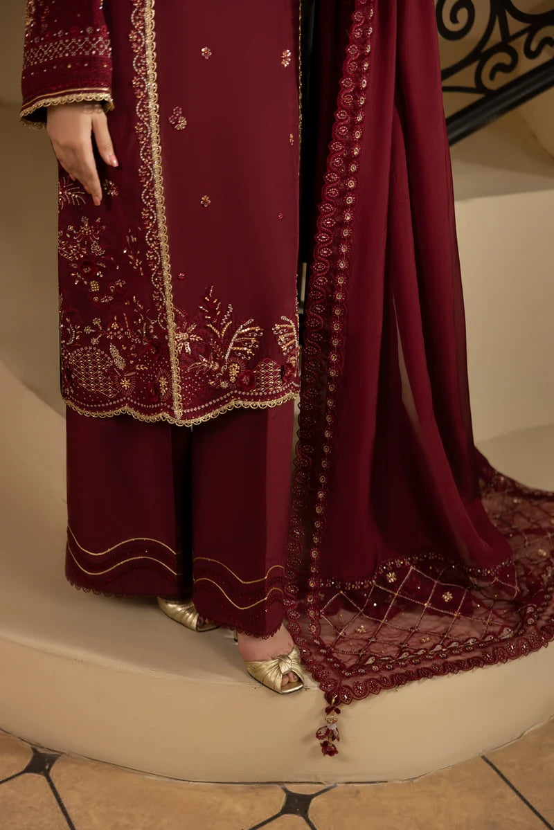 MEHMAL_ROYAL RUBY-RAW SILK HAND EMBELLISHED EMBROIDERED-D-100015
