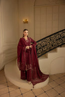 MEHMAL_ROYAL RUBY-RAW SILK HAND EMBELLISHED EMBROIDERED-D-100015
