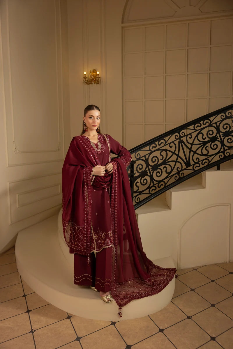 MEHMAL_ROYAL RUBY-RAW SILK HAND EMBELLISHED EMBROIDERED-D-100015