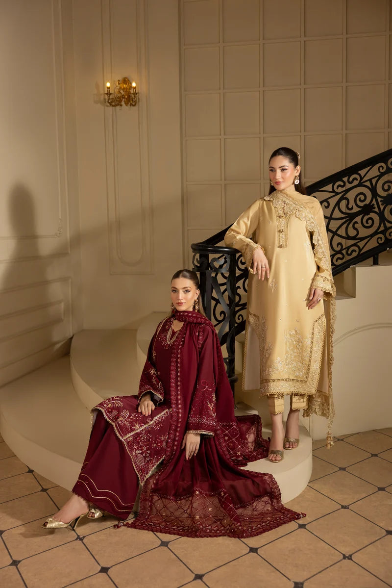 MEHMAL_ROYAL RUBY-RAW SILK HAND EMBELLISHED EMBROIDERED-D-100015