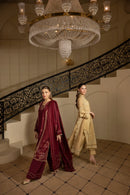 MEHMAL_ROYAL RUBY-RAW SILK HAND EMBELLISHED EMBROIDERED-D-100015