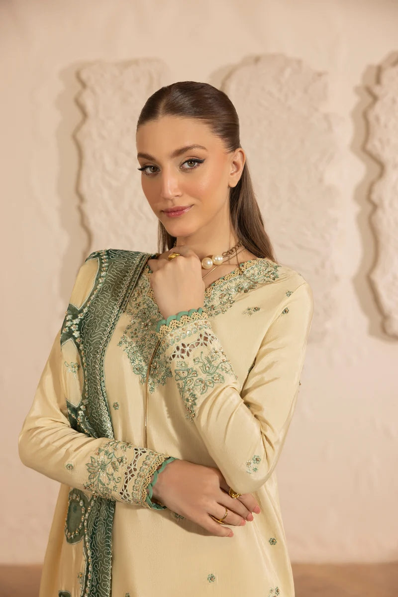 MEHMAL_IVORY BLOOM-RAW SILK HAND ENSEMBLE EMBROIDERED-D-100012