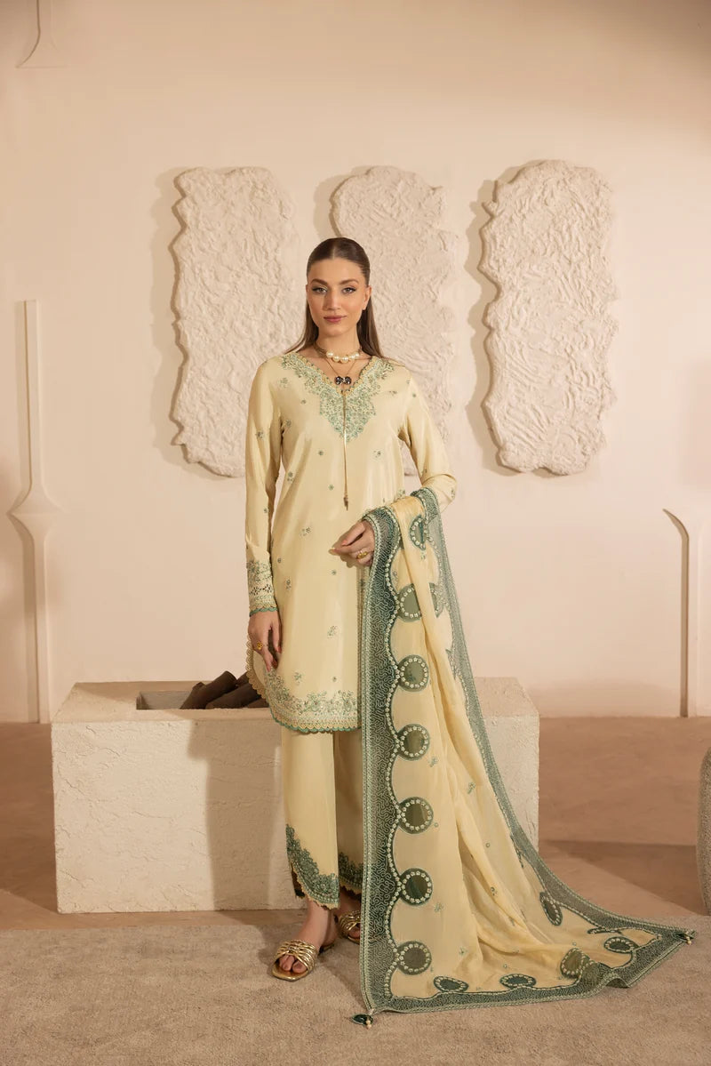 MEHMAL_IVORY BLOOM-RAW SILK HAND ENSEMBLE EMBROIDERED-D-100012