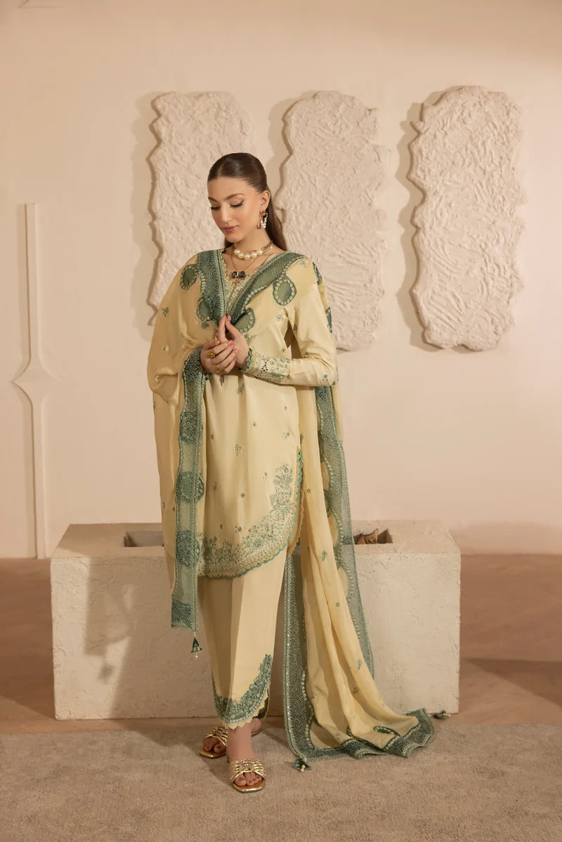 MEHMAL_IVORY BLOOM-RAW SILK HAND ENSEMBLE EMBROIDERED-D-100012