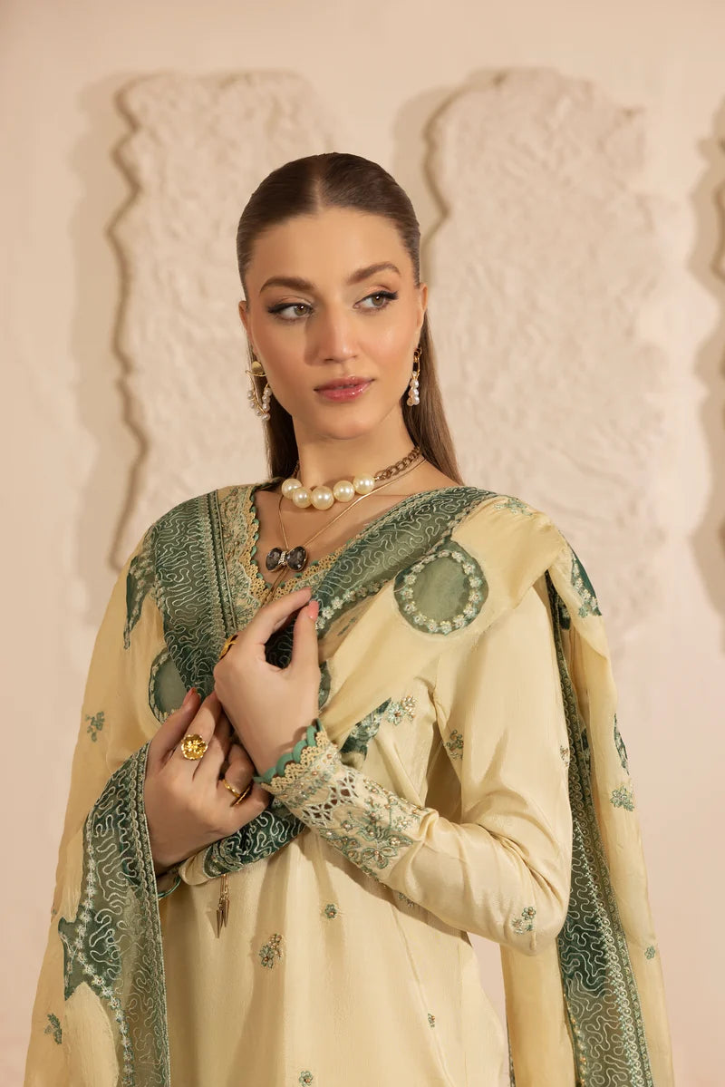MEHMAL_IVORY BLOOM-RAW SILK HAND ENSEMBLE EMBROIDERED-D-100012