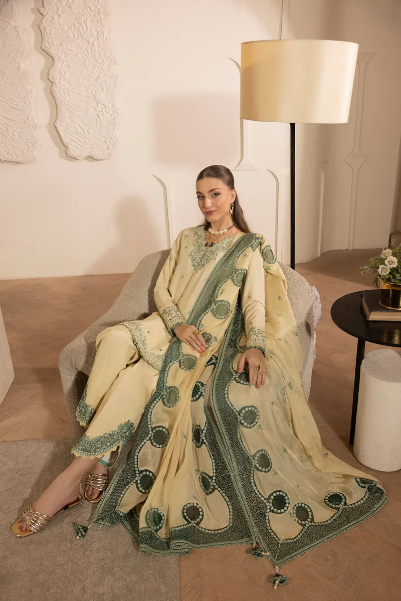 MEHMAL_IVORY BLOOM-RAW SILK HAND ENSEMBLE EMBROIDERED-D-100012