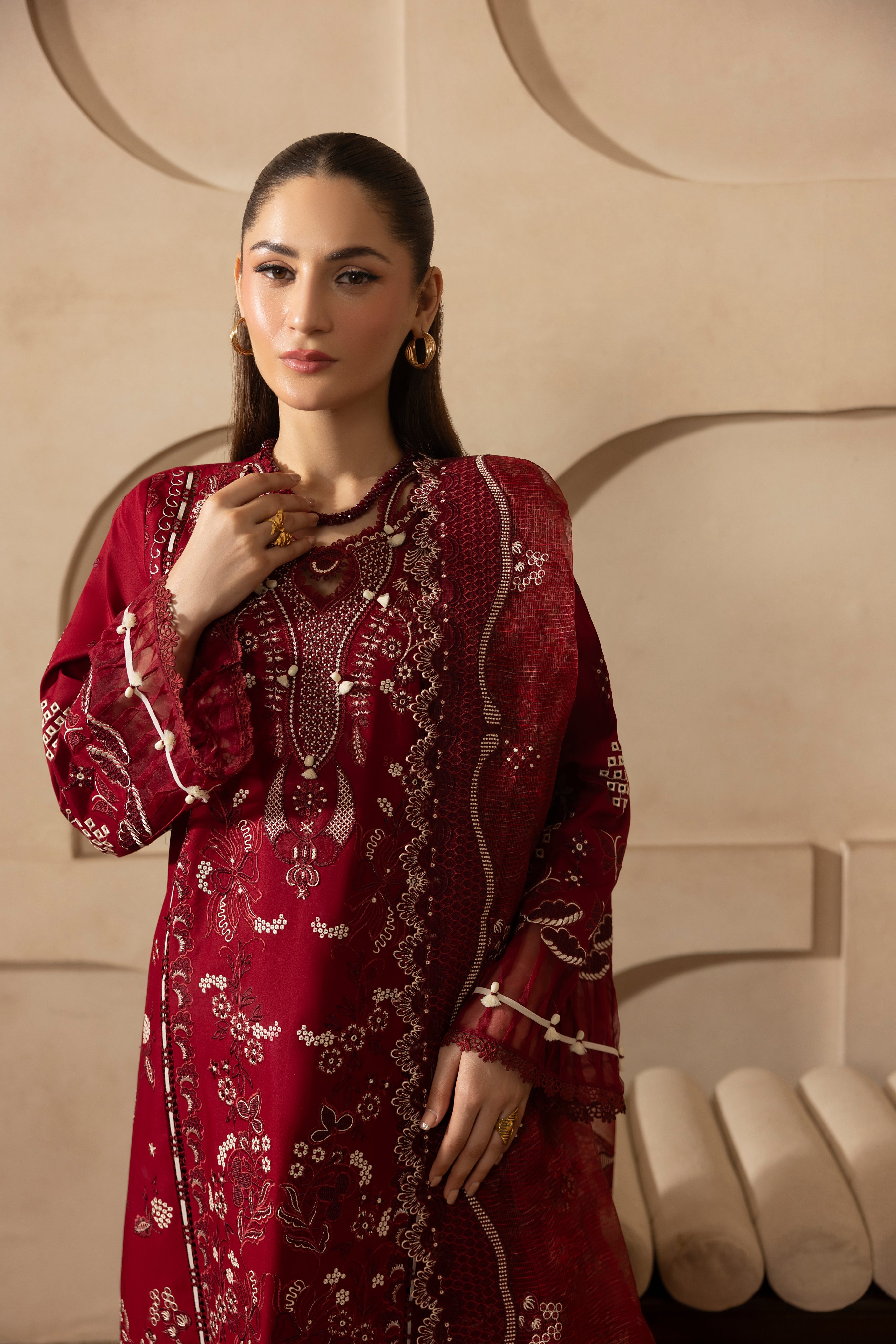 MEHMAL-MARIGOLD-LAWN EMBROIDERED-MBN-09