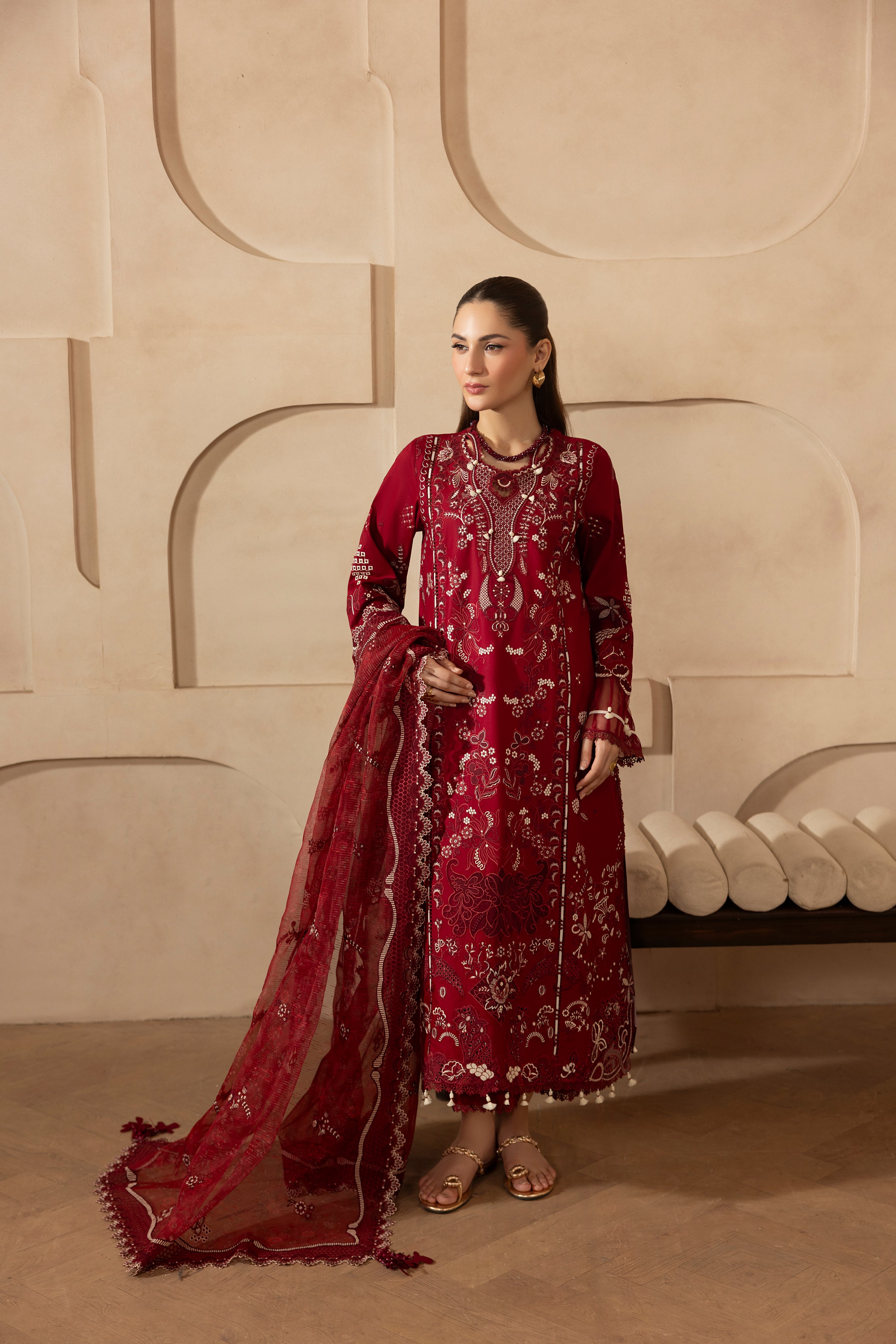 MEHMAL-MARIGOLD-LAWN EMBROIDERED-MBN-09